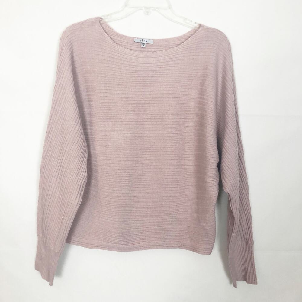 IRIS Dolman Sleeve Pink Pullover Sweater M